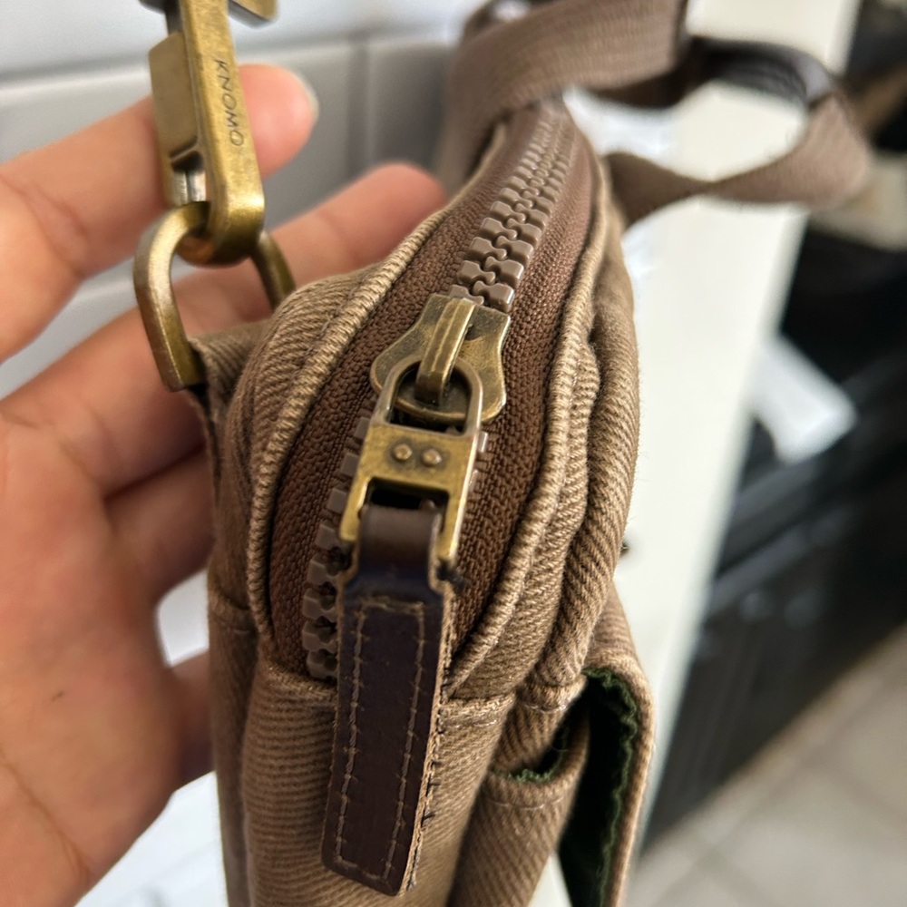 Knomo London unisex Laptop Bag / Brown / Olive Green inside - Picture 6 of 13
